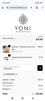 Yoni Pleasure Palace coupon verification screenshot