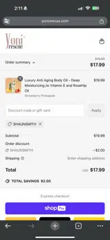 SHAUNSMITH coupon verification screenshot