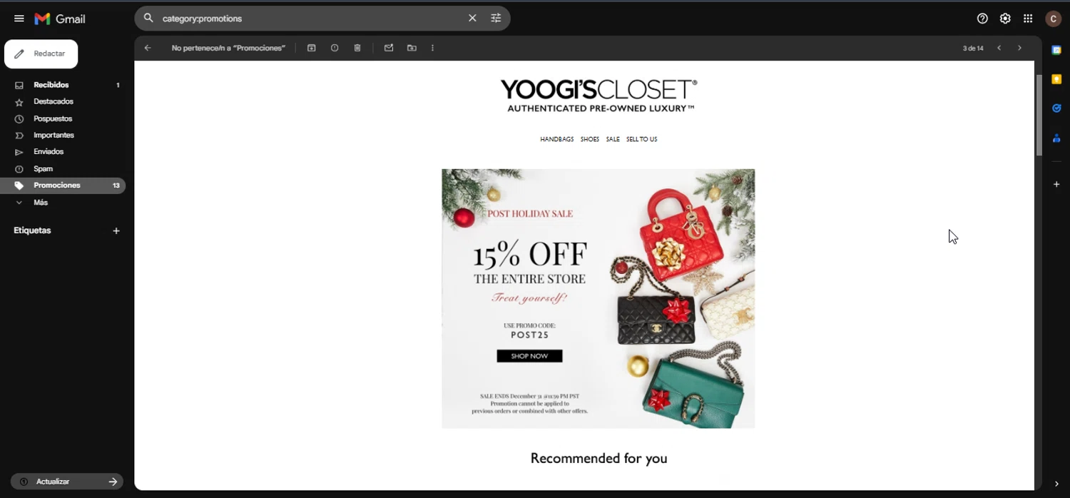 Yoogi's Closet coupon code screenshot showing code POST25 applied at Yoogi's Closet checkout page. Uploaded by SimplyCodes community member ______________ on Dec 26, 2025