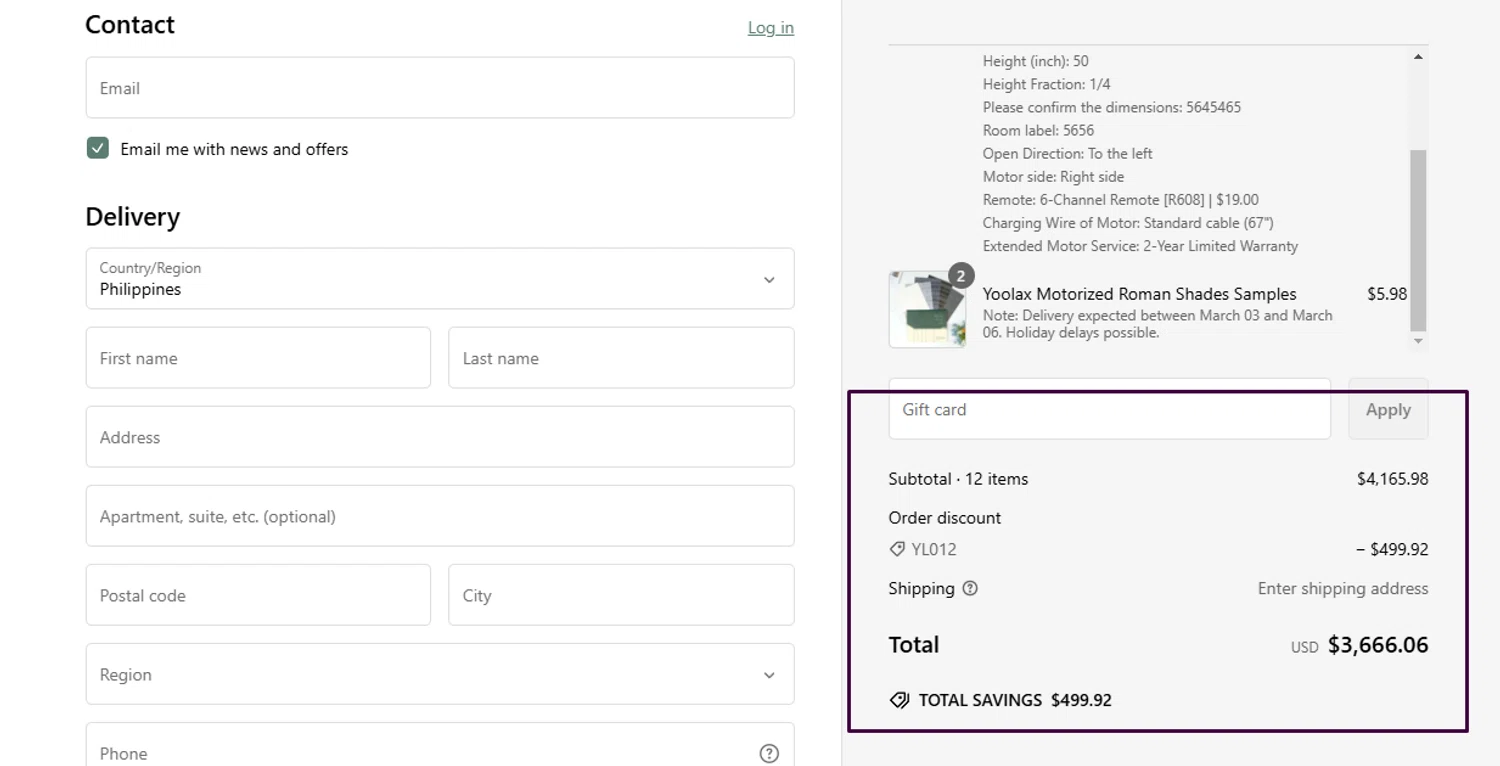 Yoolax discount code screenshot showing code YL012 applied at Yoolax checkout page. Uploaded by SimplyCodes community member Swiftdealz on Feb 27, 2025