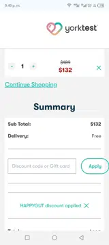HAPPYGUT coupon verification screenshot