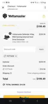 Yotta30 coupon verification screenshot