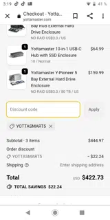 YOTTASMART5 coupon verification screenshot