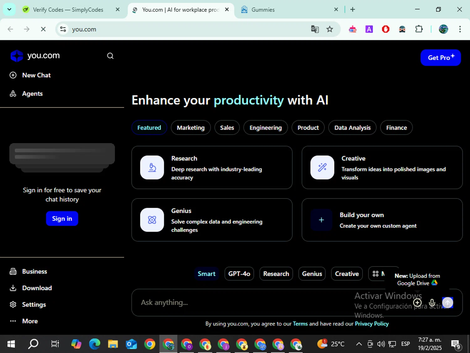 You.com promo code screenshot showing code 60CBX3BS applied at You.com checkout page. Uploaded by SimplyCodes community member Mouzzzzzeeee on Feb 19, 2025
