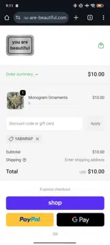 YABWRAP coupon verification screenshot