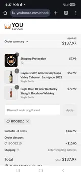 BOOZE10 coupon verification screenshot