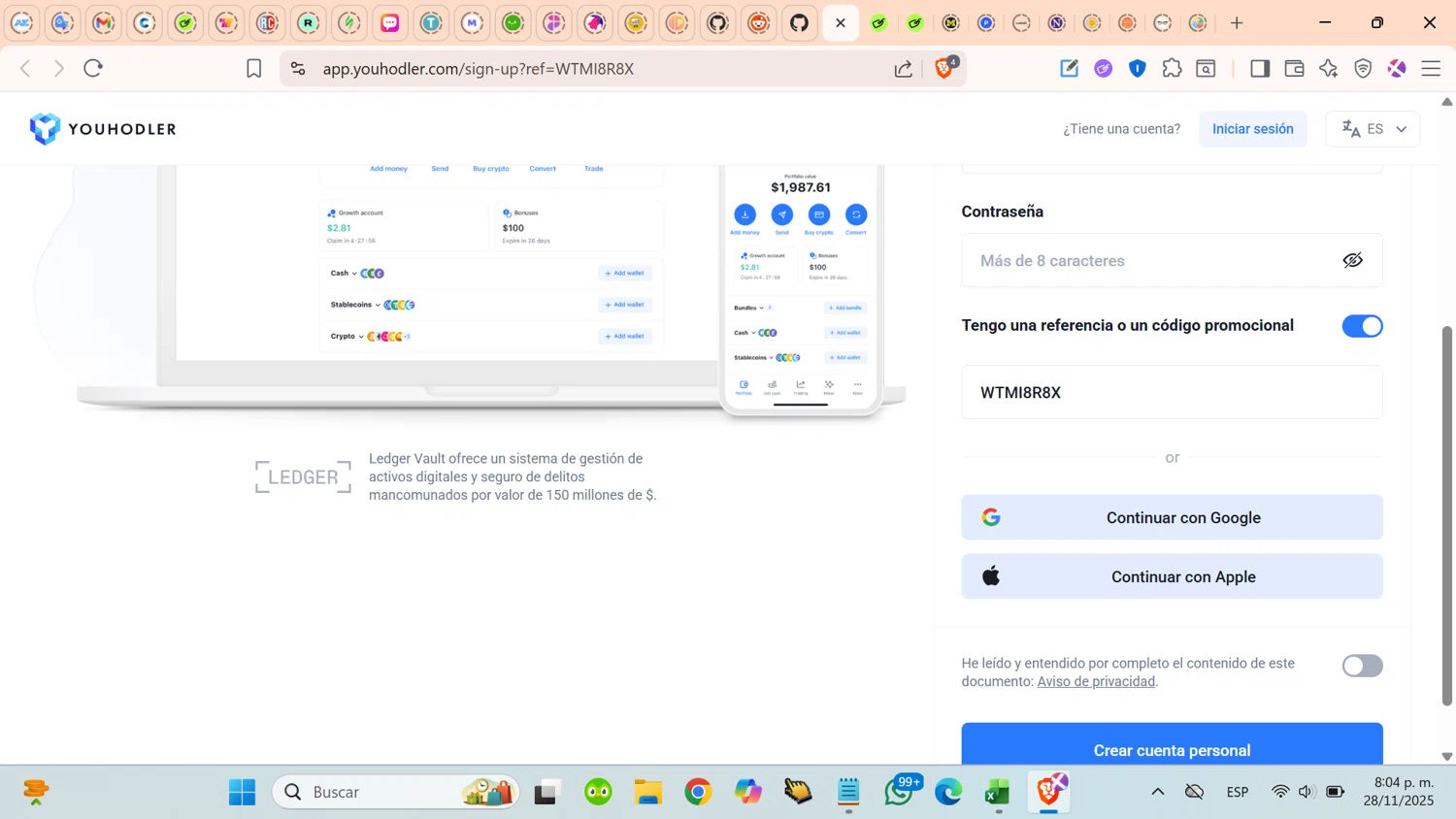 Youhodler promo code screenshot showing code WTMI8R8X applied at Youhodler checkout page. Uploaded by SimplyCodes community member cosita on Nov 29, 2025
