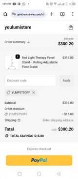 YLMFST5OFF coupon verification screenshot