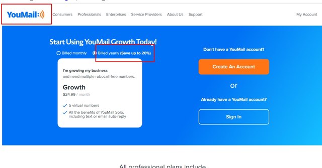 Youmail checkout page showing Youmail coupon code box | Screenshot taken by SimplyCodes community member on Nov 24, 2021