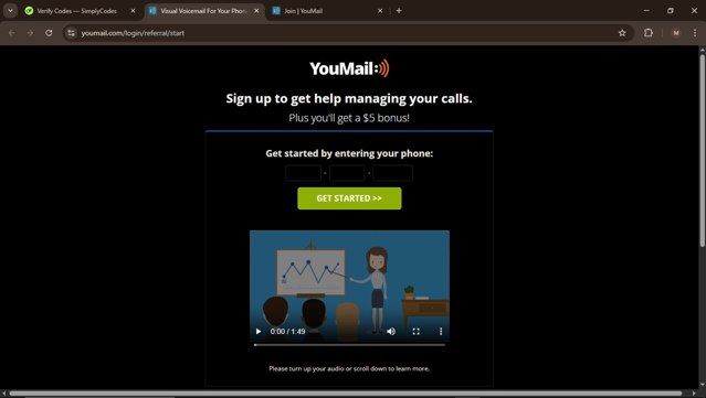 Youmail checkout page showing Youmail coupon code box | Screenshot taken by SimplyCodes community member on Apr 29, 2025