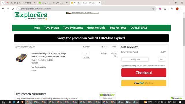 Young Explorers checkout page showing Young Explorers coupon code box | Screenshot taken by SimplyCodes community member on Dec 7, 2024