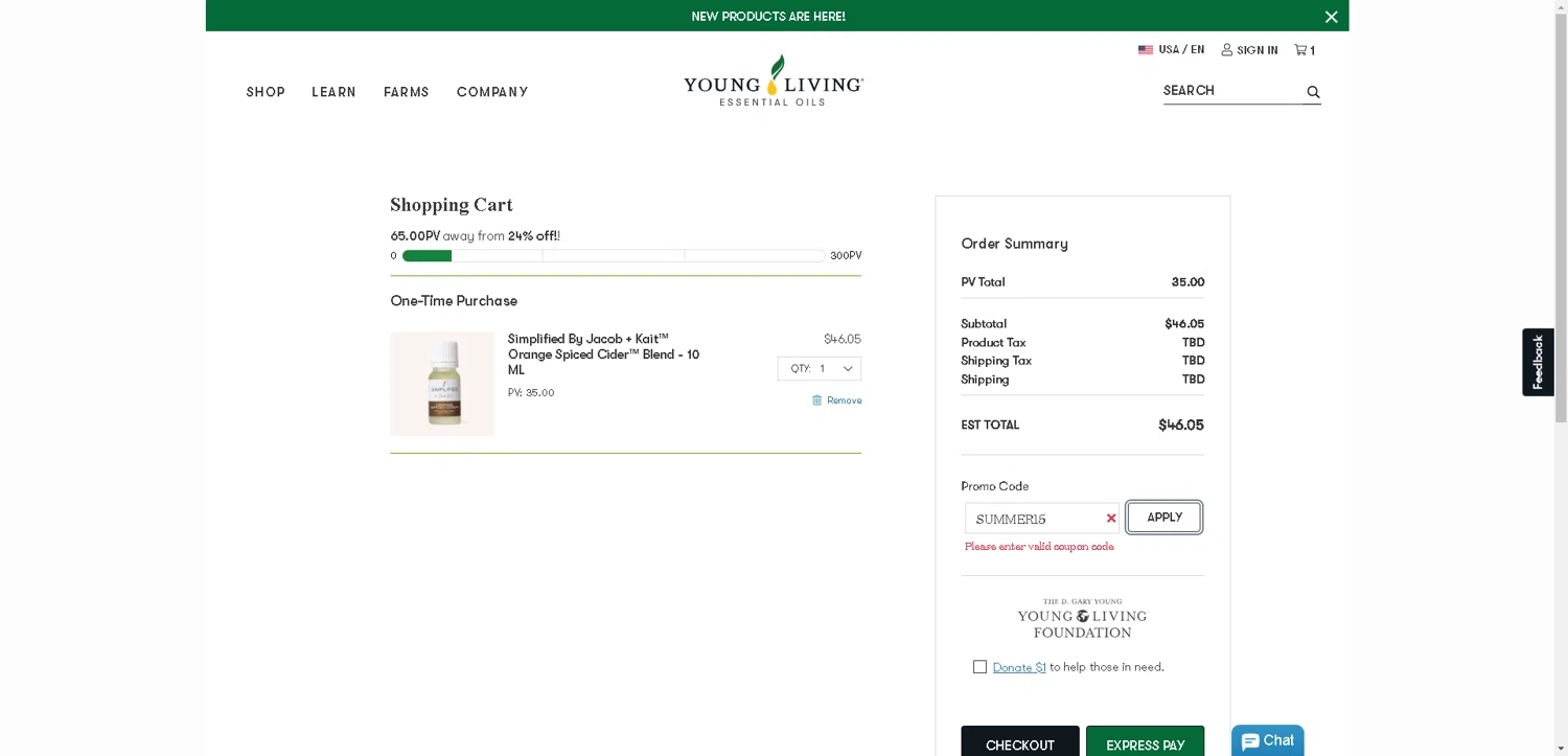 Young Living promo code screenshot showing code CSRSHAREYL applied at Young Living checkout page. Uploaded by SimplyCodes community member PromoElite4745 on Sep 2, 2025