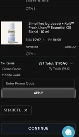 Young Living coupon verification screenshot