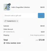 THANKYOU10 coupon verification screenshot