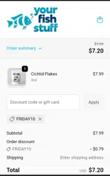 Your Fish Stuff coupon verification screenshot