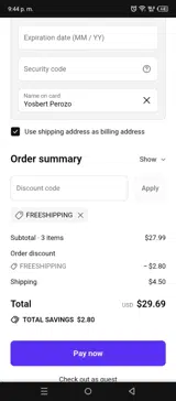 FREESHIPPING coupon verification screenshot
