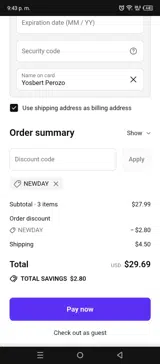 NEWDAY coupon verification screenshot