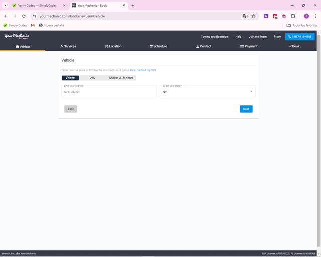 YourMechanic.com checkout page showing YourMechanic.com coupon code box | Screenshot taken by SimplyCodes community member on Sep 12, 2024