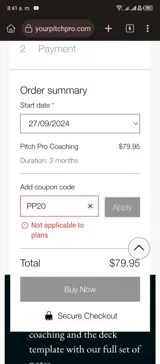 PP20 coupon verification screenshot