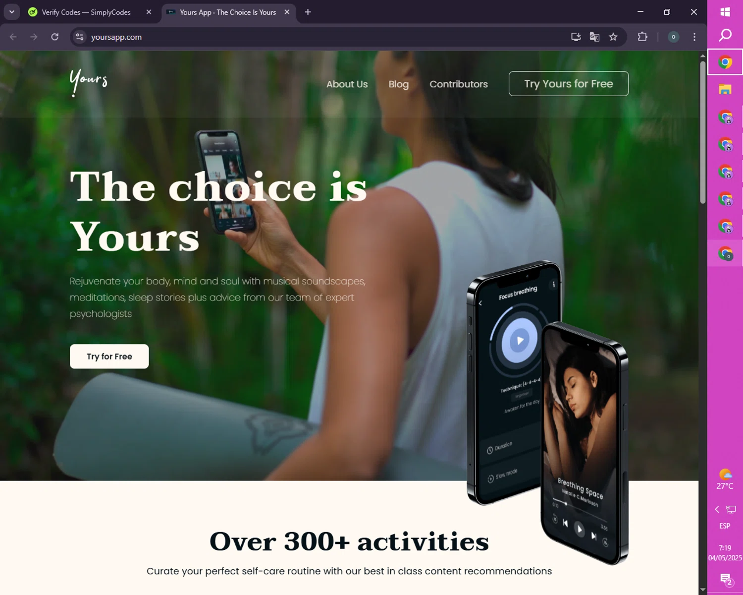 Yours App checkout page showing Yours App discount code box | Screenshot taken by SimplyCodes community member on May 4, 2025