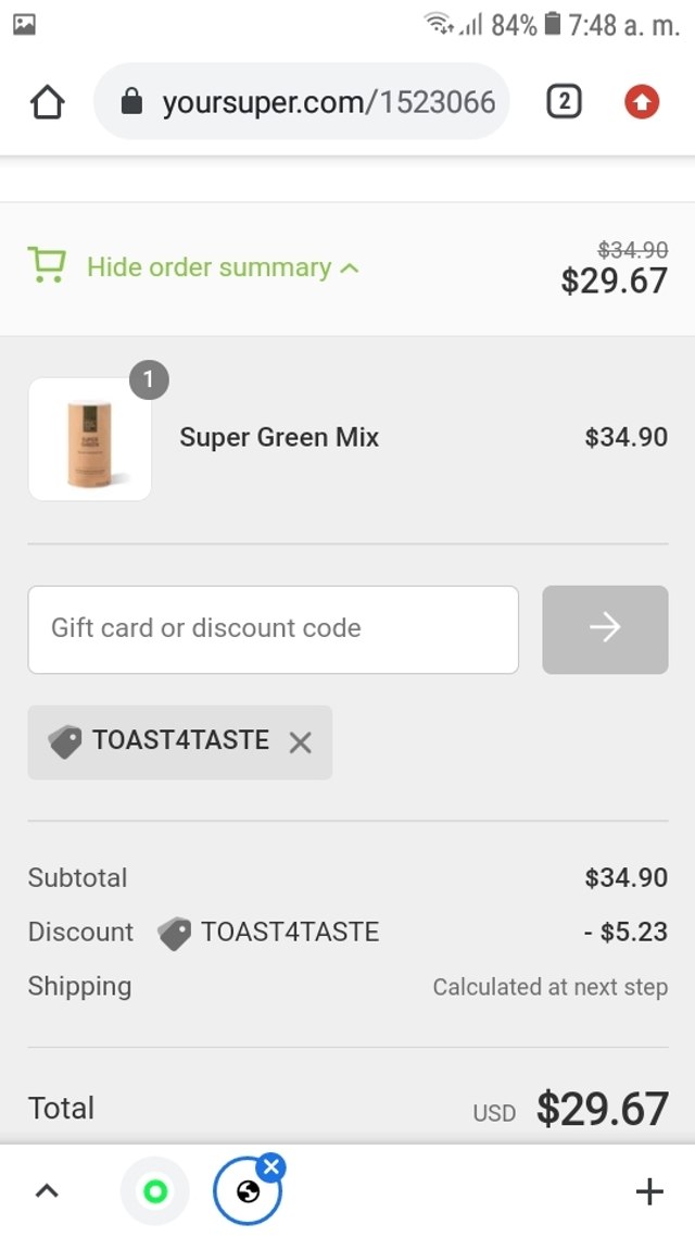 YourSuper.com checkout page showing YourSuper.com promo code box | Screenshot taken by SimplyCodes community member on Apr 20, 2021