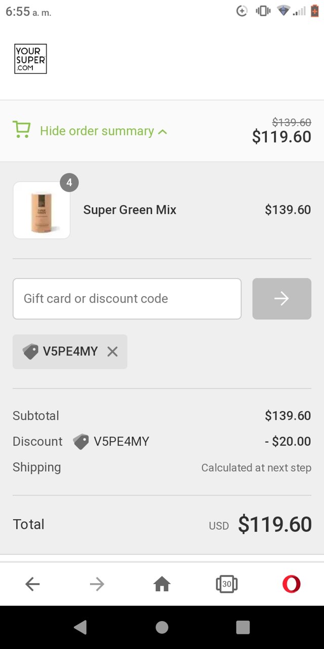 YourSuper.com checkout page showing YourSuper.com promo code box | Screenshot taken by SimplyCodes community member on Apr 1, 2021