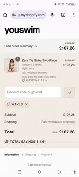 WAVES coupon verification screenshot