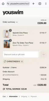 Christinem10 coupon verification screenshot