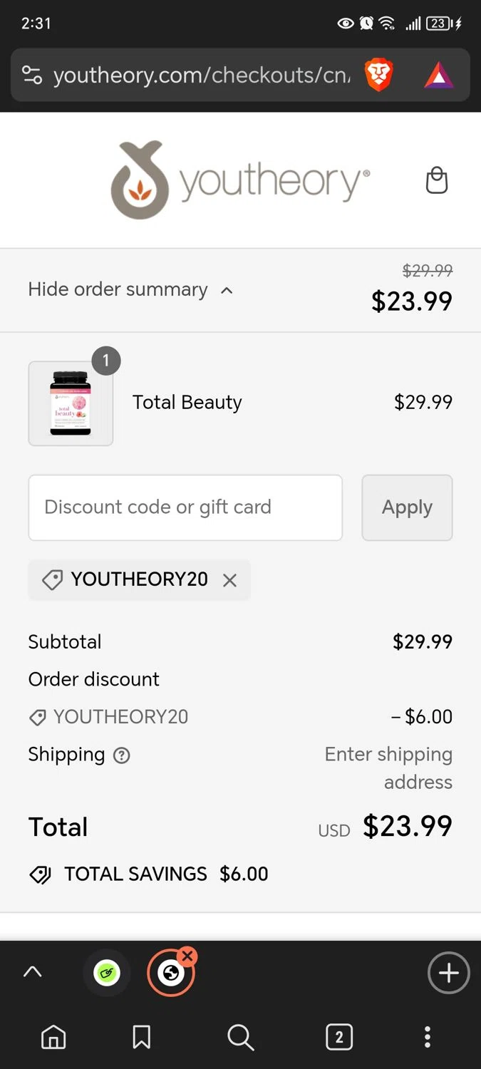 where to use Youtheory promo code box