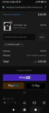 FREEDELIVERY coupon verification screenshot