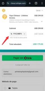 YYC24BFS coupon verification screenshot