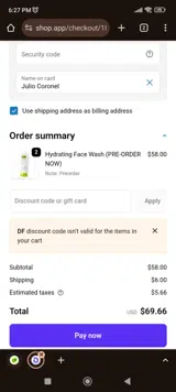 DF coupon verification screenshot