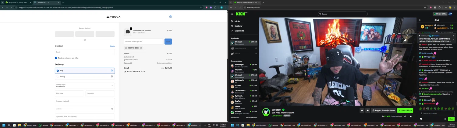 Yucca promo code screenshot showing code BIENVENIDOS applied at Yucca checkout page. Uploaded by SimplyCodes community member RewardKnight9989 on Sep 30, 2025