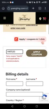 HATS20 coupon verification screenshot