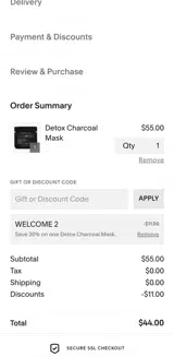 WELCOMEINSIDER coupon verification screenshot