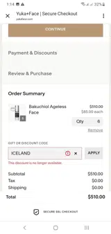 ICELAND coupon verification screenshot