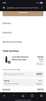 Try15 coupon verification screenshot