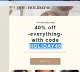 HOLIDAY40 coupon verification screenshot
