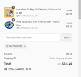 OUTDOOR20 coupon verification screenshot