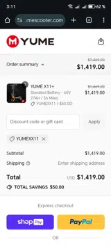 Yumexx11 coupon verification screenshot