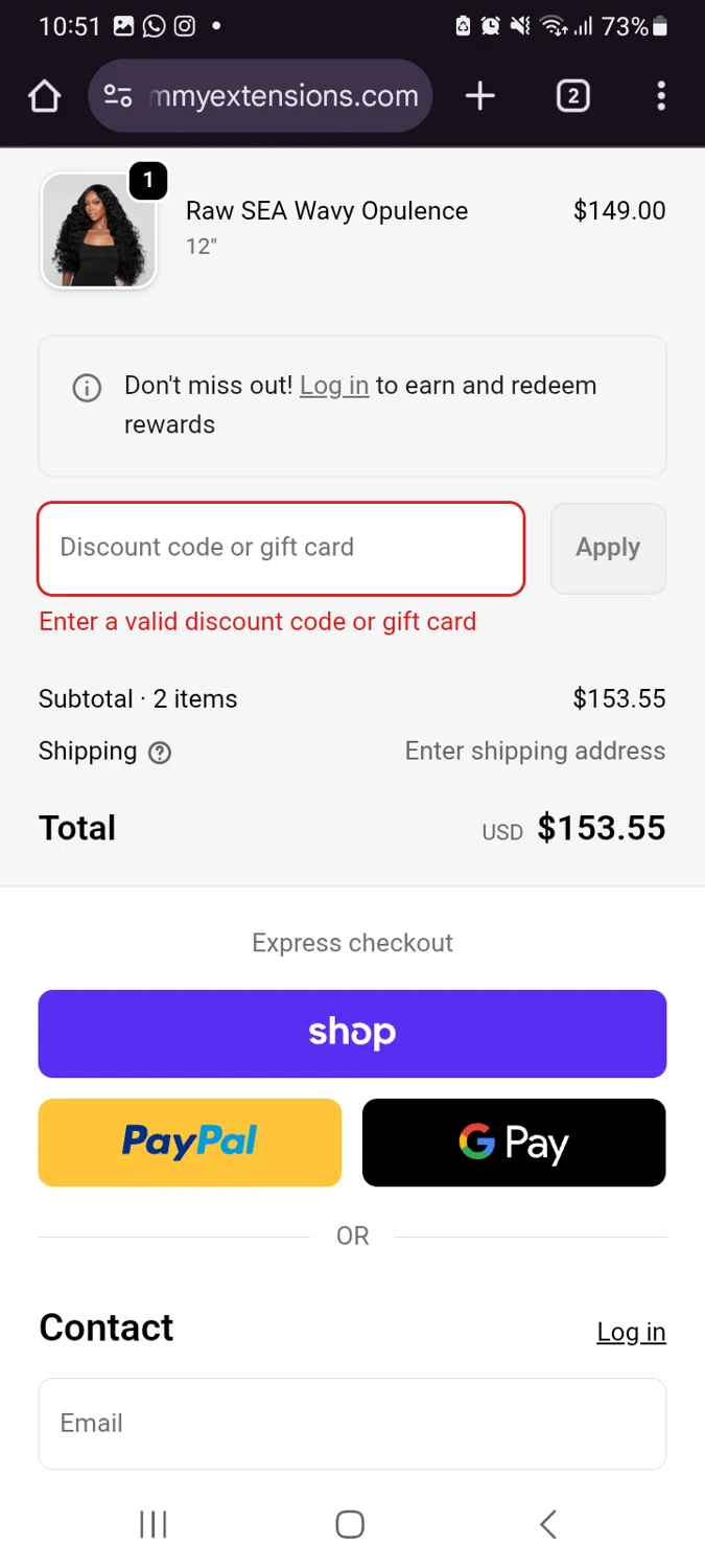 Yummy Hair Extensions discount code screenshot showing code TAPEINS25 applied at Yummy Hair Extensions checkout page. Uploaded by SimplyCodes community member xXdevoragoticas69Xx on Oct 22, 2025
