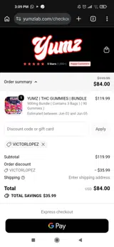YUMZ LAB coupon verification screenshot