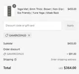 GAMERCOIN20 coupon verification screenshot