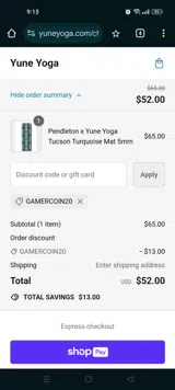 GAMERCOIN20 coupon verification screenshot