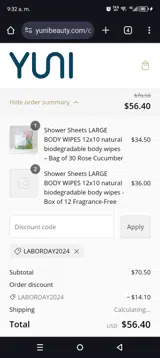 YUNI Beauty coupon verification screenshot
