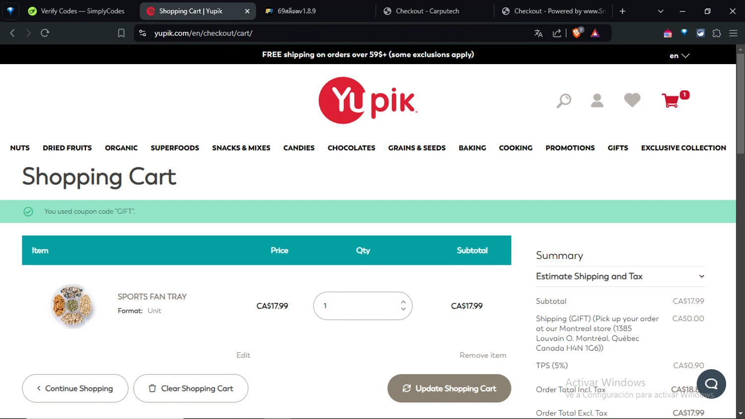 Yupik checkout page showing Yupik discount code box | Screenshot taken by SimplyCodes community member on Aug 3, 2024