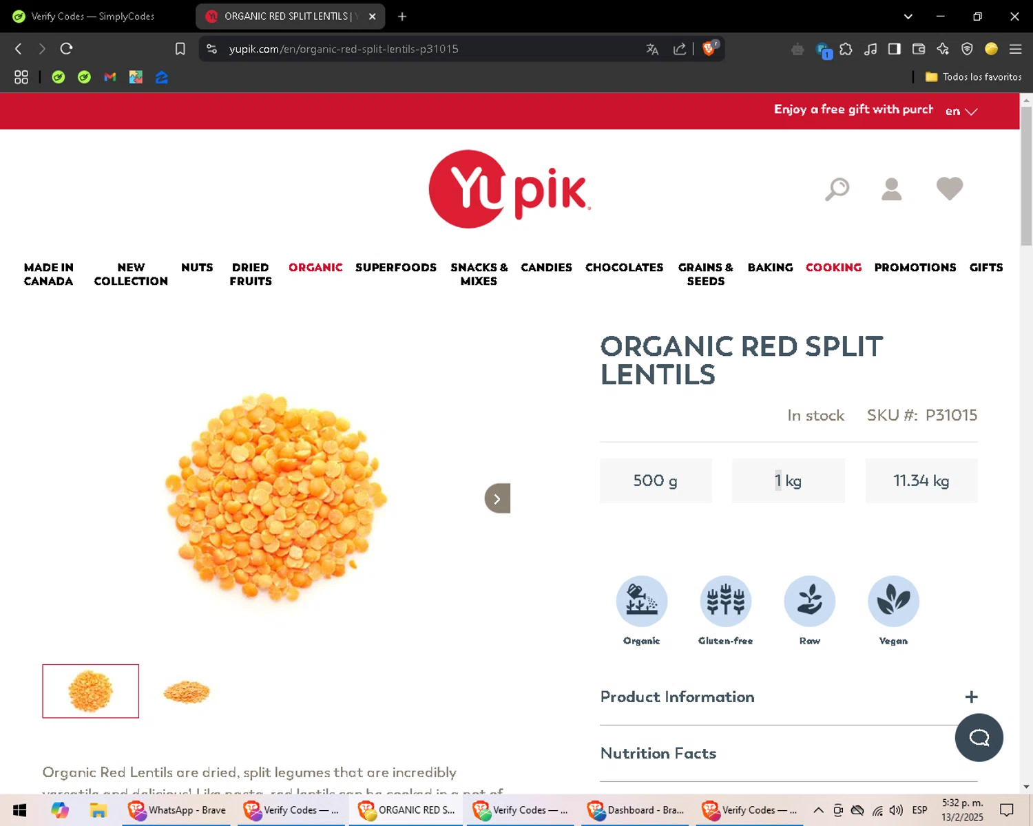 Yupik discount code screenshot showing code yupik2025 applied at Yupik checkout page. Uploaded by SimplyCodes community member SaleOwl2150 on Feb 13, 2025