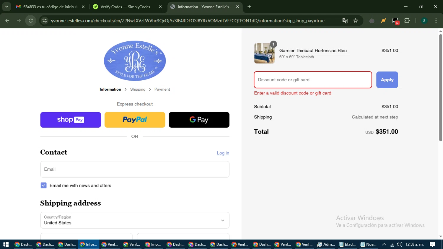 Yvonne Estelles promo code screenshot showing code Garnier15 applied at Yvonne Estelles checkout page. Uploaded by SimplyCodes community member ShrewdAce7935 on Mar 26, 2025