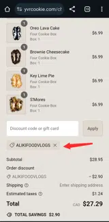 YVR Cookie coupon verification screenshot