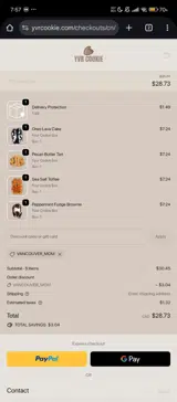 YVR Cookie coupon verification screenshot